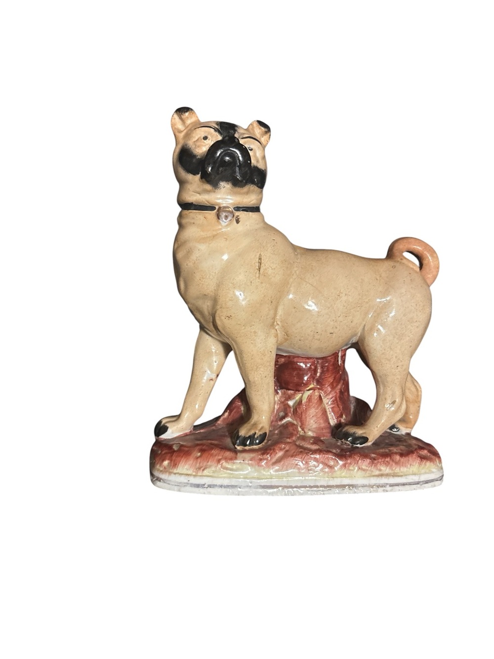 VINTAGE 19th-century Staffordshire pug figurine England